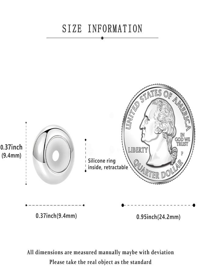 JEVIMORY Stopper Charms 925 Sterling Silver Stopper Beads for Bracelets Round Spacer Beads for Charm Bracelets for Women Clip Spacer Charm Bracelet Stoppers (10pcs Silver Charm Stopper) - Image 4